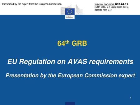 64th GRB EU Regulation on AVAS requirements