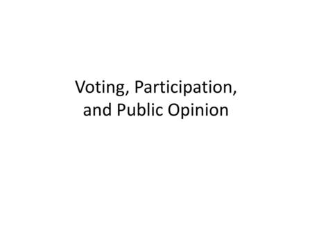 Voting, Participation, and Public Opinion