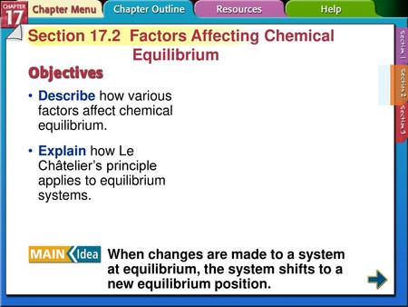 Section 17.2 Factors Affecting Chemical Equilibrium