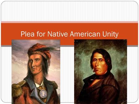 Plea for Native American Unity