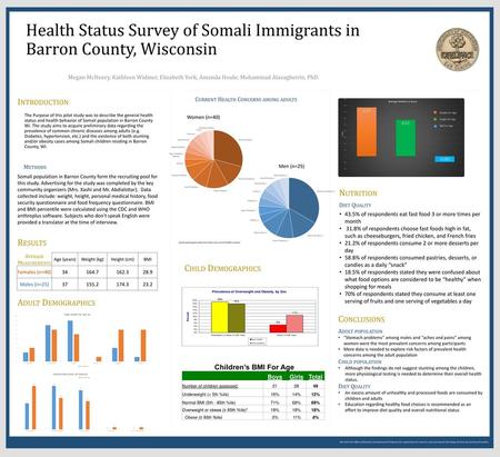Health Status Survey of Somali Immigrants in Barron County, Wisconsin