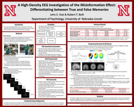 A High-Density EEG investigation of the Misinformation Effect: Differentiating between True and False Memories John E. Kiat & Robert F. Belli Department.