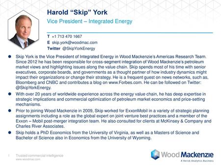 Harold “Skip” York Vice President – Integrated Energy