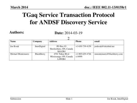 TGaq Service Transaction Protocol for ANDSF Discovery Service