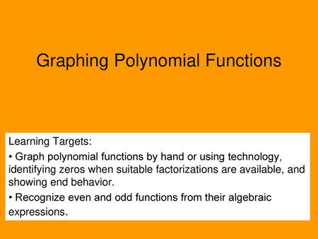 Graphing Polynomial Functions