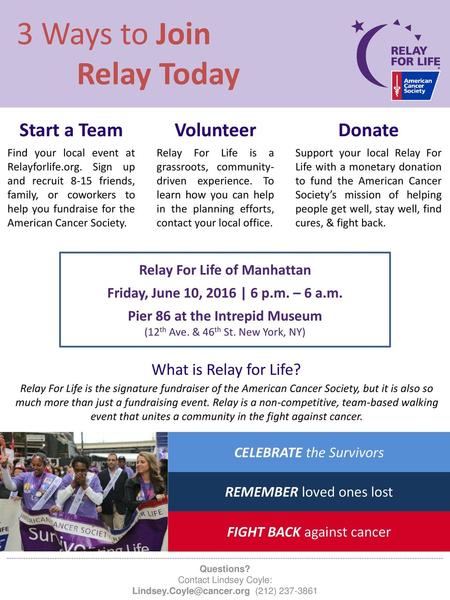 Relay For Life of Manhattan Pier 86 at the Intrepid Museum