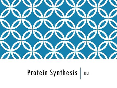 Protein Synthesis BLI.