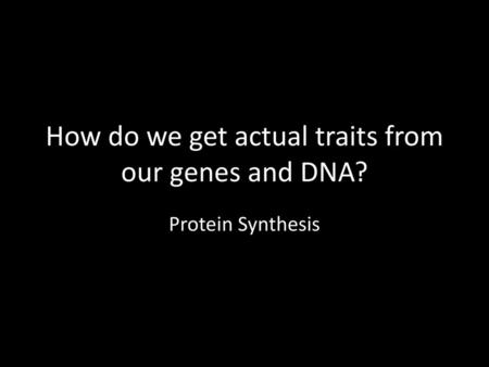 How do we get actual traits from our genes and DNA?