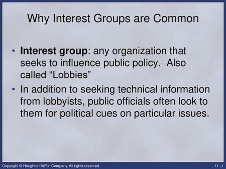 Why Interest Groups are Common