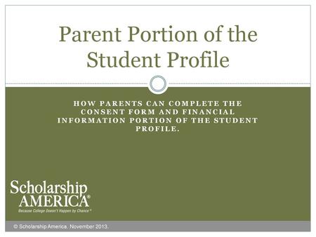Parent Portion of the Student Profile