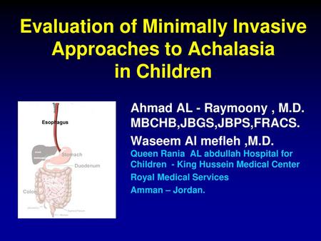 Evaluation of Minimally Invasive Approaches to Achalasia in Children