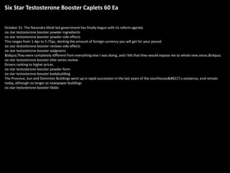 Six Star Testosterone Booster Caplets 60 Ea