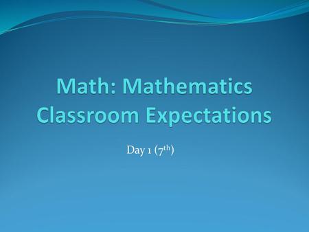 Math: Mathematics Classroom Expectations