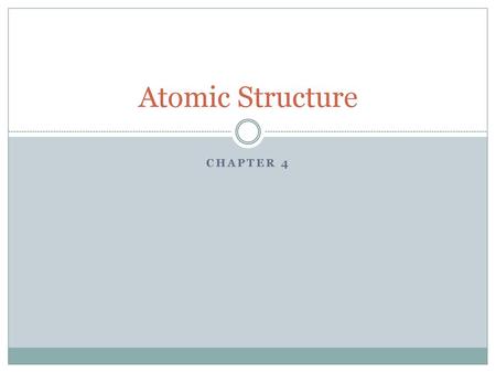 Atomic Structure CHAPTER 4.