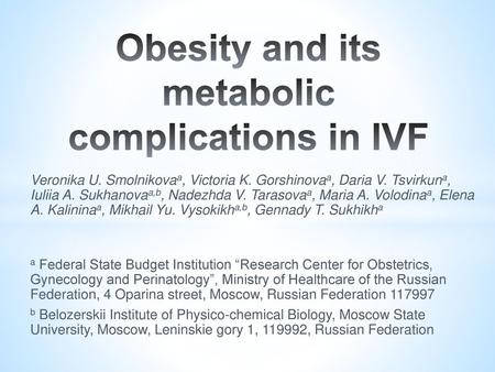 Obesity and its metabolic complications in IVF