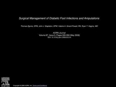 Surgical Management of Diabetic Foot Infections and Amputations