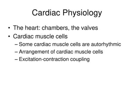 Cardiac Physiology The heart: chambers, the valves
