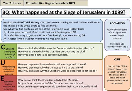C U E BQ: What happened at the Siege of Jerusalem in 1099?