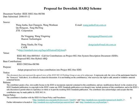 Proposal for Downlink HARQ Scheme