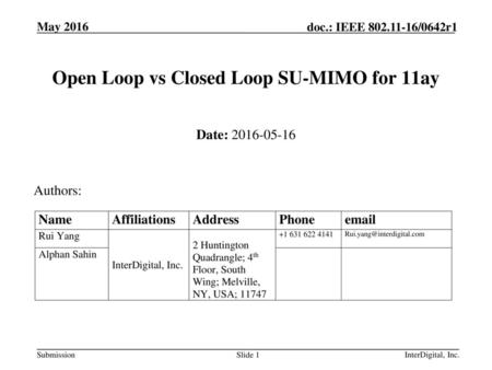 Open Loop vs Closed Loop SU-MIMO for 11ay