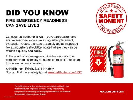 DID YOU KNOW Fire Emergency Readiness can save lives