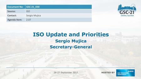ISO Update and Priorities