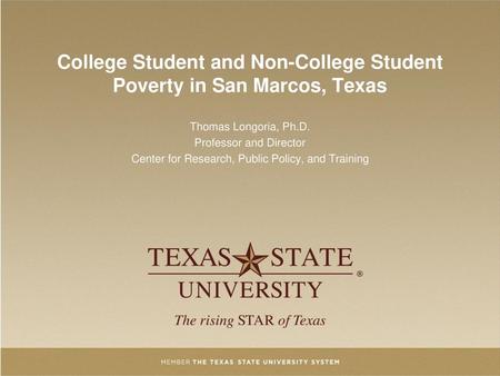 College Student and Non-College Student Poverty in San Marcos, Texas