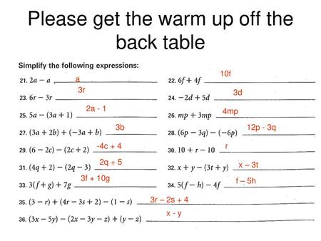 Please get the warm up off the back table