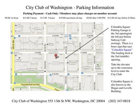 City Club of Washington - Parking Information