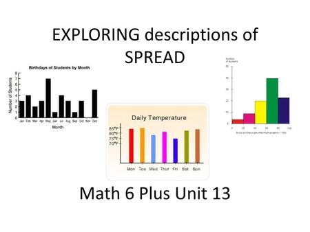 EXPLORING descriptions of SPREAD Math 6 Plus Unit 13
