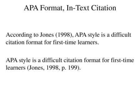 APA Format, In-Text Citation