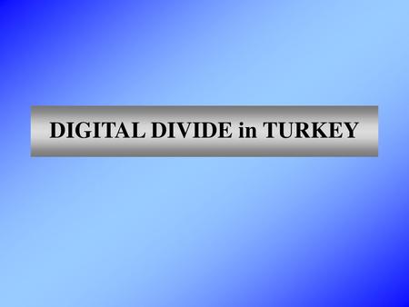 DIGITAL DIVIDE in TURKEY