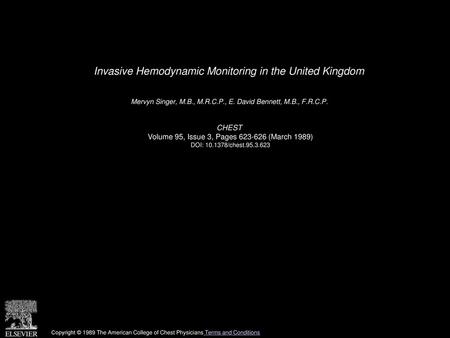 Invasive Hemodynamic Monitoring in the United Kingdom