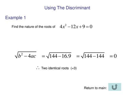 Using The Discriminant