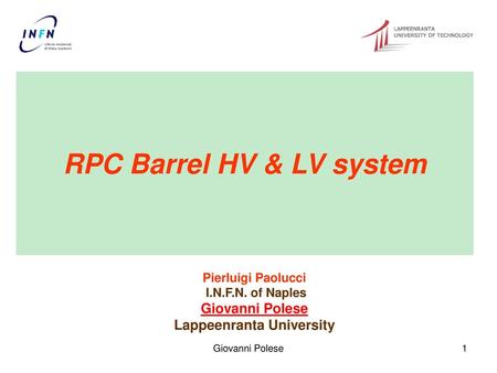 RPC Barrel HV & LV system Lappeenranta University