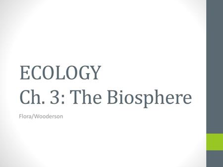 ECOLOGY Ch. 3: The Biosphere