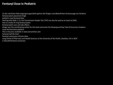 Fentanyl Dose Iv Pediatric