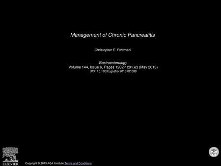 Management of Chronic Pancreatitis