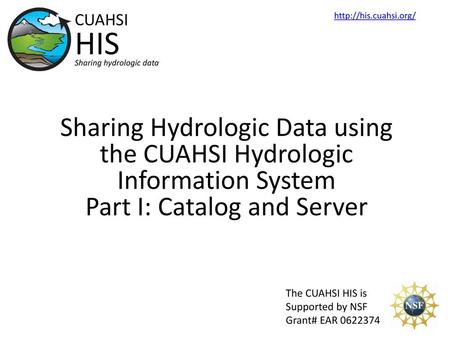 CUAHSI HIS Sharing hydrologic data 