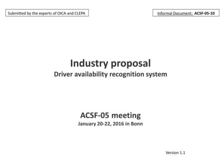 Industry proposal Driver availability recognition system