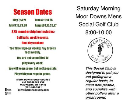 Season Dates Saturday Morning Moor Downs Mens Social Golf Club