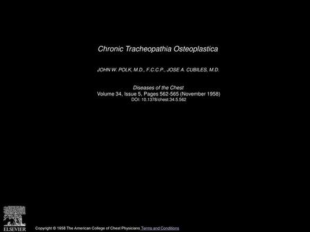 Chronic Tracheopathia Osteoplastica