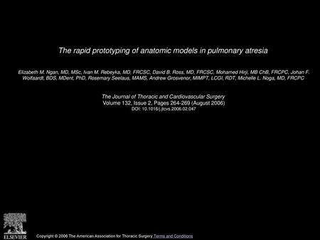 The rapid prototyping of anatomic models in pulmonary atresia