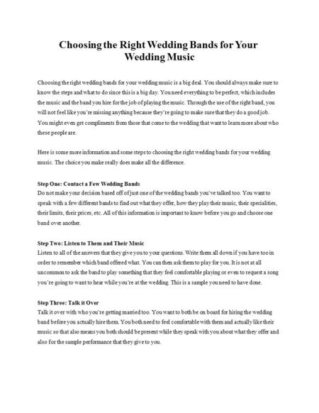 Choosing the Right Wedding Bands for Your Wedding Music
