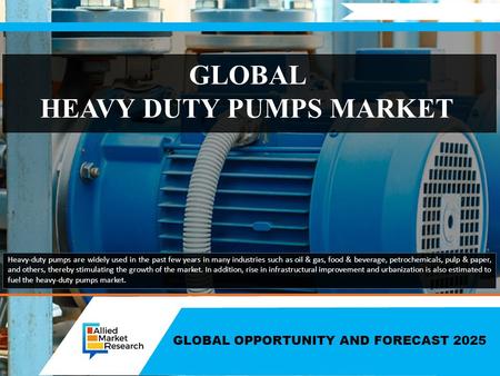 GLOBAL OPPORTUNITY AND FORECAST 2025 GLOBAL HEAVY DUTY PUMPS MARKET Heavy-duty pumps are widely used in the past few years in many industries such as oil.