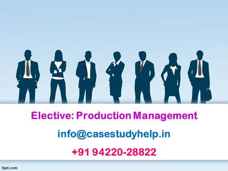 Elective: Production Management