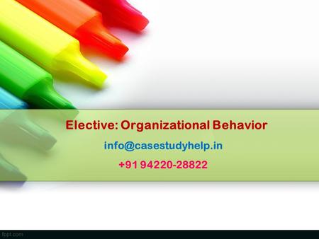Elective: Organizational Behavior