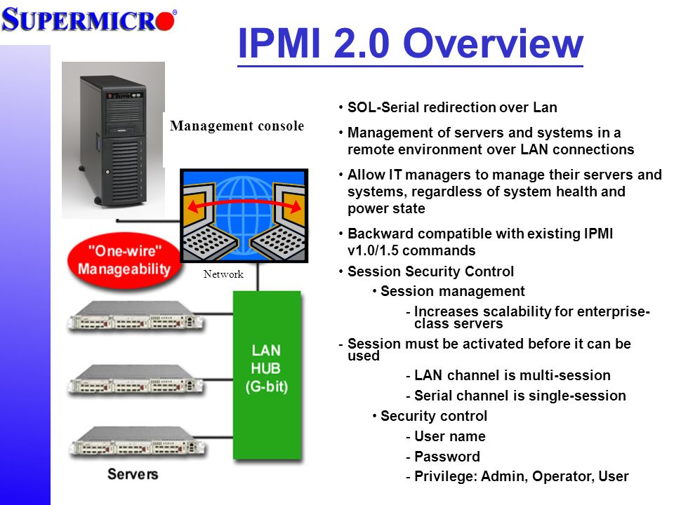 IPMI 2.0 Overview SOL-Serial redirection over Lan Management of servers and  systems in a remote environment over LAN connections Allow IT managers to  manage. - ppt download