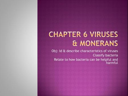 Chapter 6 viruses & monerans