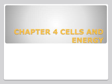 CHAPTER 4 CELLS AND ENERGY